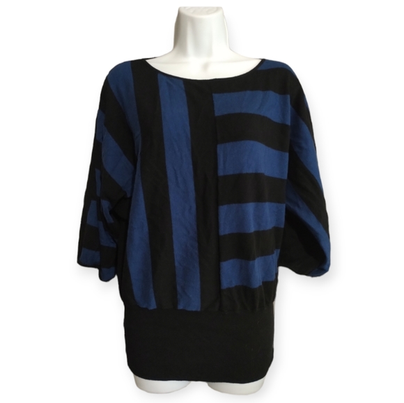 Style & Co. Blue Color Block Stripe Sweater Top sz L - Picture 1 of 9